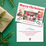 Cartes Pour Fêtes Annuelles joyeux noël rétro calligraphie rouge 3 photos<br><div class="desc">joyeux Noël vintage retro calligraphie trois photos collage avec carte de vacances de noël verdure carte à deux côtés,  sur le message de vacances à l'arrière</div>