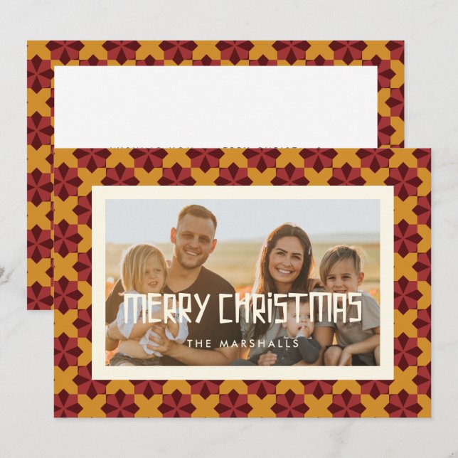 Cartes Pour Fêtes Annuelles Joyeux Noël Retro Mid Century Photo (Devant / Derrière)