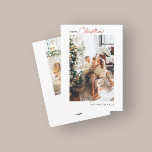 Cartes Pour Fêtes Annuelles Joyeux Noël Retro Script Photo Holiday Card