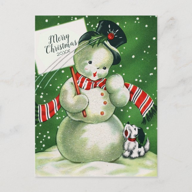 Cartes Pour Fêtes Annuelles Joyeux Noël | Retro Snowman (Devant)