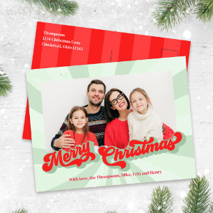 Cartes Pour Fêtes Annuelles Joyeux Noël Retro Typographie Rouge Vert