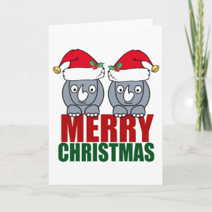 Cartes Pour Fêtes Annuelles Joyeux Noël Rhinocéros Mignon