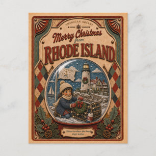 Cartes Pour Fêtes Annuelles Joyeux Noël Rhode Island Boule à neige vintage