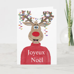 Cartes Pour Fêtes Annuelles Joyeux Noël, Rindeer des feux de Noël français