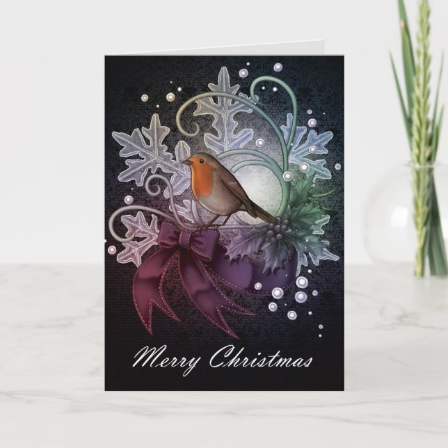 Cartes Pour Fêtes Annuelles Joyeux Noël Robin (Devant)