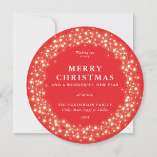 Cartes Pour Fêtes Annuelles Joyeux Noël rond feux rouges