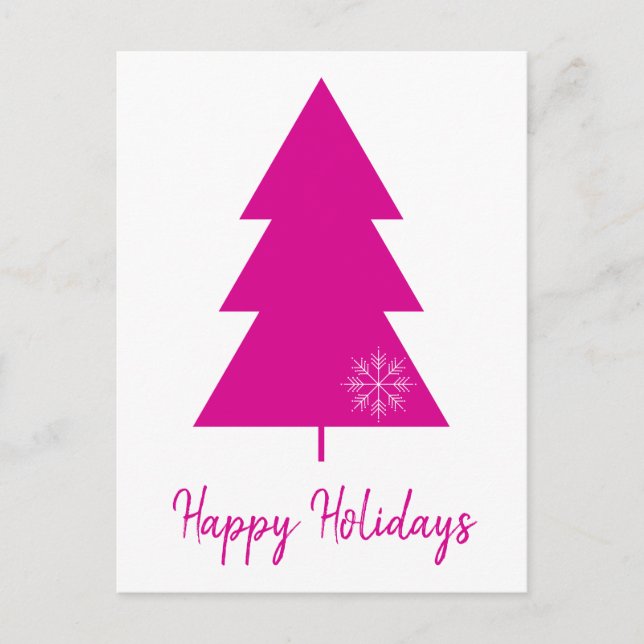 Cartes Pour Fêtes Annuelles Joyeux Noël rose chaud arbre de Noël (Devant)