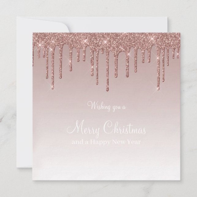 Cartes Pour Fêtes Annuelles Joyeux Noël Rose Gold Drift Glam Girl (Devant)