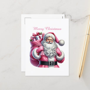Cartes Pour Fêtes Annuelles Joyeux Noël rose Père Noël