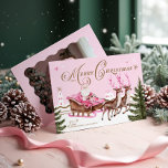 Cartes Pour Fêtes Annuelles Joyeux Noël rose Père Noël Seligh Reindee Photo<br><div class="desc">Célébrez la magie de la saison avec notre carte de Noël rose père Noël renne pôle nord village vacances de Noël. Cette carte magique présente notre scène d'aquarelle magnifiquement artisanale avec un Santa Claus rose de style rétro dans son traîneau rose, qui surplombe gracieusement un charmant village du pôle Nord....</div>