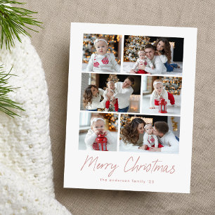 Cartes Pour Fêtes Annuelles Joyeux Noël Rose Poussiéreuse Script 6 Collage Pho