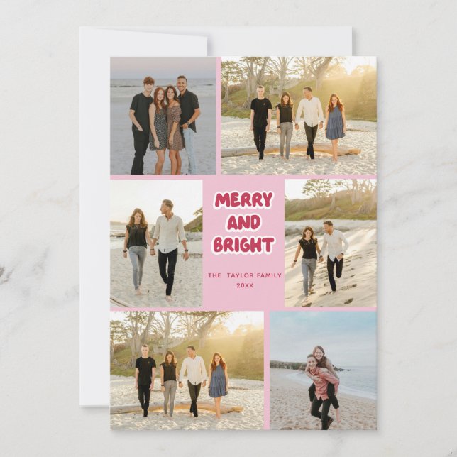 Cartes Pour Fêtes Annuelles Joyeux Noël rose rose pâle et brillant (Devant)