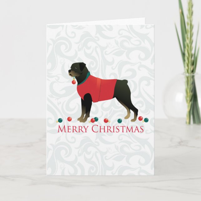 Cartes Pour Fêtes Annuelles Joyeux Noël Rottweiler (Devant)