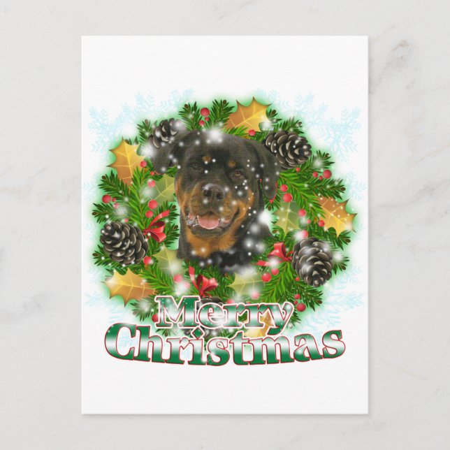 Cartes Pour Fêtes Annuelles Joyeux Noël Rottweiler (Devant)