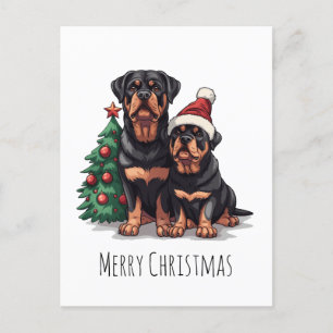Cartes Pour Fêtes Annuelles Joyeux Noël Rottweiler Chien Arbre de Noël