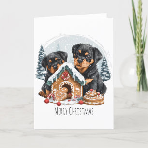 Cartes Pour Fêtes Annuelles Joyeux Noël Rottweiler Chiens en pain d'épices Mai