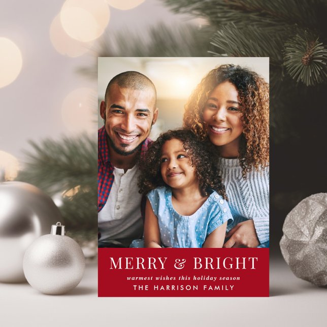Cartes Pour Fêtes Annuelles Joyeux Noël Rouge (Share the love and warmth of the holiday season with a personalized photo Christmas card)