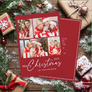 Cartes Pour Fêtes Annuelles Joyeux Noël rouge 4 Photo Vacances