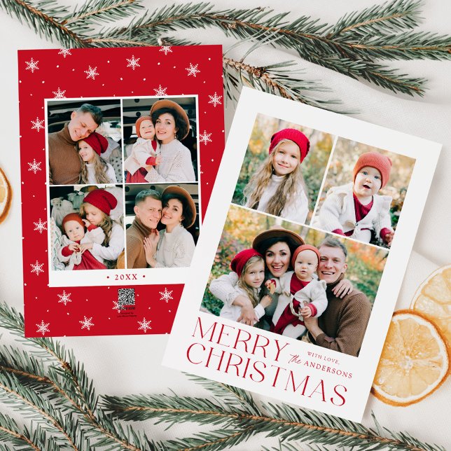 Cartes Pour Fêtes Annuelles Joyeux Noël Rouge 7 photo Collage (Créateur téléchargé)