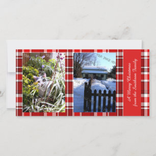 Cartes Pour Fêtes Annuelles Joyeux Noël Rouge Blanc Tartan Plaid