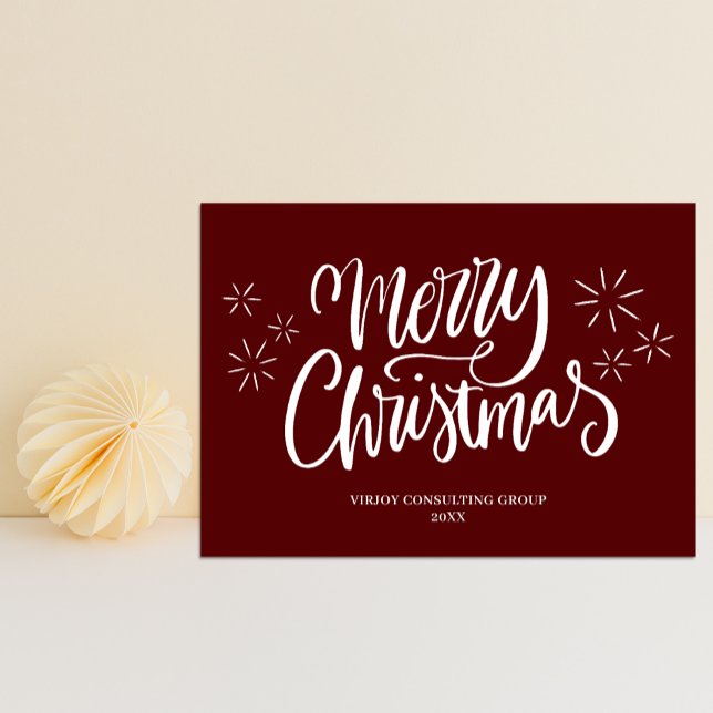Cartes Pour Fêtes Annuelles Joyeux Noël Rouge Calligraphie Affaires Moderne (Créateur téléchargé)