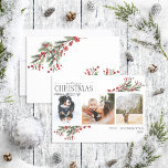 Cartes Pour Fêtes Annuelles Joyeux Noël Rouge chaud hiver Botanique Photo Ho<br><div class="desc">Vous cherchez une carte de vacances unique qui se démarquera vraiment? Joyeux Noël Chaud Red Winter Botanical Photo Holiday Card! Cette belle carte présente trois de vos photos préférées, entourées de motifs festifs d'hiver rouge et vert. La calligraphie moderne complète le look, ce qui fait cette carte de vacances unique...</div>