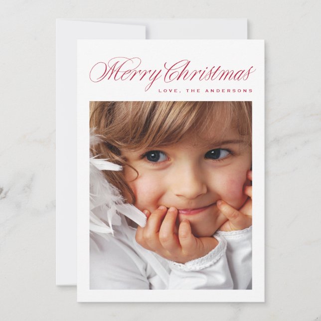 Cartes Pour Fêtes Annuelles Joyeux Noël Rouge classique Photo traditionnelle (Devant)