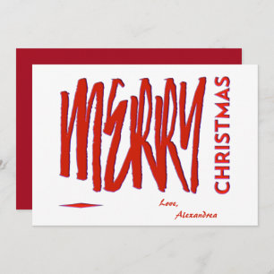 Cartes Pour Fêtes Annuelles Joyeux Noël Rouge Élégant Script moderne personnal
