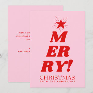Cartes Pour Fêtes Annuelles Joyeux Noël rouge et rose non photo
