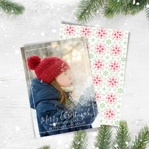 Cartes Pour Fêtes Annuelles Joyeux Noël rouge et vert Une photo