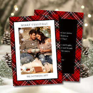Cartes Pour Fêtes Annuelles Joyeux Noël Rouge Paid Tartan Photo