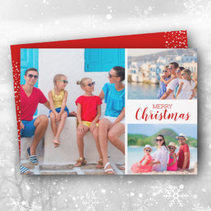 Cartes Pour Fêtes Annuelles Joyeux Noël rouge photo multiple