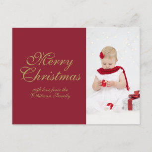 Cartes Pour Fêtes Annuelles Joyeux Noël Rouge Photo Personnalisée