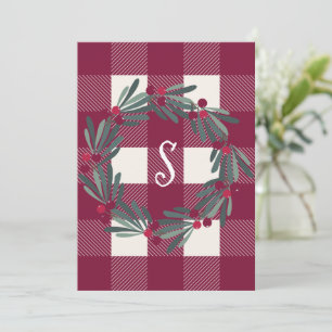 Cartes Pour Fêtes Annuelles Joyeux Noël Rouge Plaid Monogramme Pays Joli