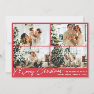 Cartes Pour Fêtes Annuelles Joyeux Noël Rouge Quatre Photo Collage