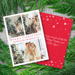 Cartes Pour Fêtes Annuelles joyeux Noël rouge script 3 photos collage moderne<br><div class="desc">arrière - plan déco par freepik.com élégant joyeux Noël rouge script trois photos collage vacances Note Carte à deux côtés,  sur le dos côté message de vacances,  personnalisé.</div>