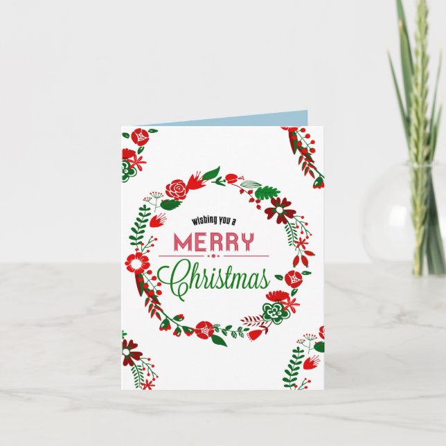 Cartes Pour Fêtes Annuelles Joyeux Noël Rouge & Vert Wreath (Devant)