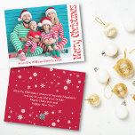 Cartes Pour Fêtes Annuelles joyeux noël rouge vintage retro photo de famille<br><div class="desc">joyeux Noël rouge vintage rétro photo de famille Carte de vacances deux côtés,  sur le message de vacances arrière</div>