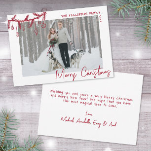 Cartes Pour Fêtes Annuelles Joyeux Noël Rouge Whimsical tiré à la main
