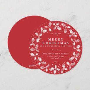 Cartes Pour Fêtes Annuelles Joyeux Noël Round Red Holly Wreath