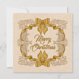 Cartes Pour Fêtes Annuelles Joyeux Noël Ruban Doré Vintage