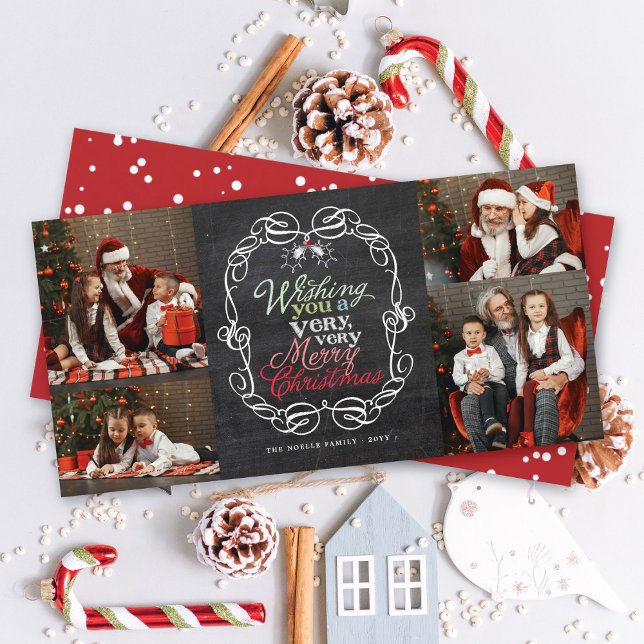 Cartes Pour Fêtes Annuelles Joyeux Noël Rustic Chalkboard Mistletos Photo (Créateur téléchargé)