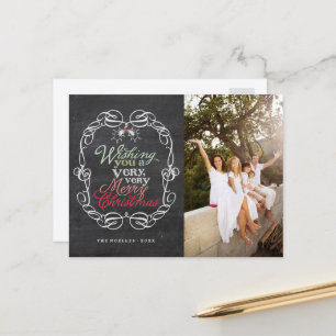 Cartes Pour Fêtes Annuelles Joyeux Noël Rustic Chalkboard Mistletos Photo