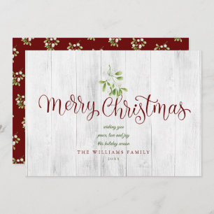 Cartes Pour Fêtes Annuelles Joyeux Noël Rustic Wood Mistletoe