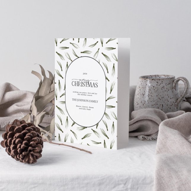 Cartes Pour Fêtes Annuelles Joyeux Noël Rustique Aiguille Pin Vert Photo (Get into the holiday spirit with a heartfelt folded christmas card! 🎅)