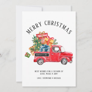 Cartes Pour Fêtes Annuelles Joyeux Noël rustique Arbre Rouge Vintage Nom du ca