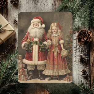 Cartes Pour Fêtes Annuelles Joyeux Noël rustique avec le Père Noël 