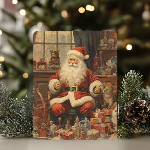 Cartes Pour Fêtes Annuelles Joyeux Noël rustique avec le Père Noël