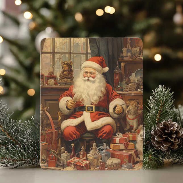 Cartes Pour Fêtes Annuelles Joyeux Noël rustique avec le Père Noël (Créateur téléchargé)