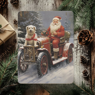 Cartes Pour Fêtes Annuelles Joyeux Noël rustique avec le Père Noël et chien